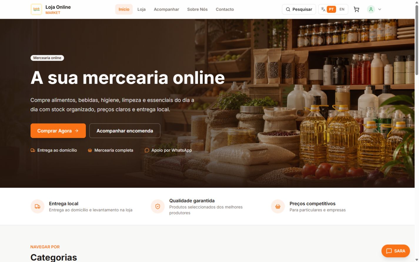 Sabor Agrícola online store homepage